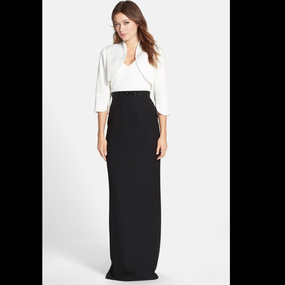 NEW Adrianna Papell 2PC Embellished Crepe Gown 8